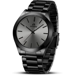 Men's Black Stainless Steel Analog Quartz Fashion Business Designer Watches
